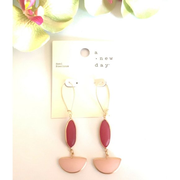 Semi-Precious Moonstone & Red Agate Drop Earrings - Picture 1 of 4
